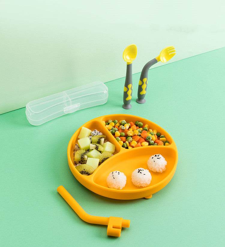 Baby Dinner Plate Children's Tableware Silicone Partition Suction Cup Set - Mubimart