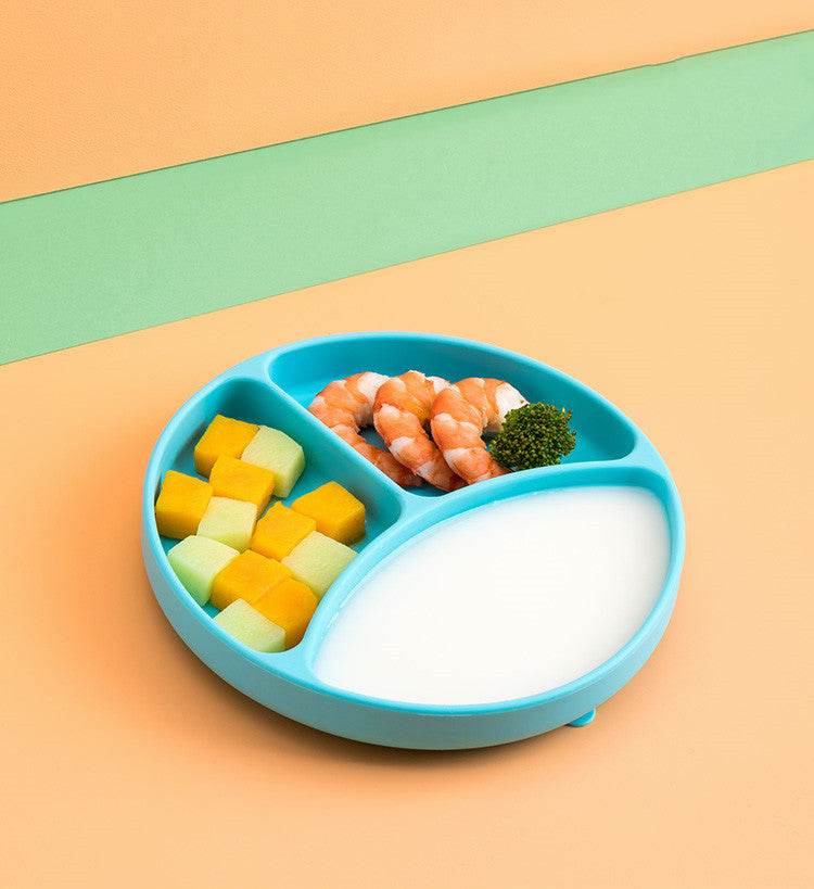 Baby Dinner Plate Children's Tableware Silicone Partition Suction Cup Set - Mubimart