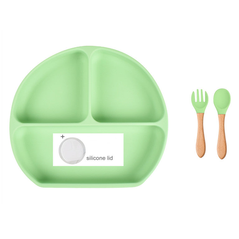 Baby Food Supplement Spoon Integrated Silicone Dinner Plate Set - Mubimart -  