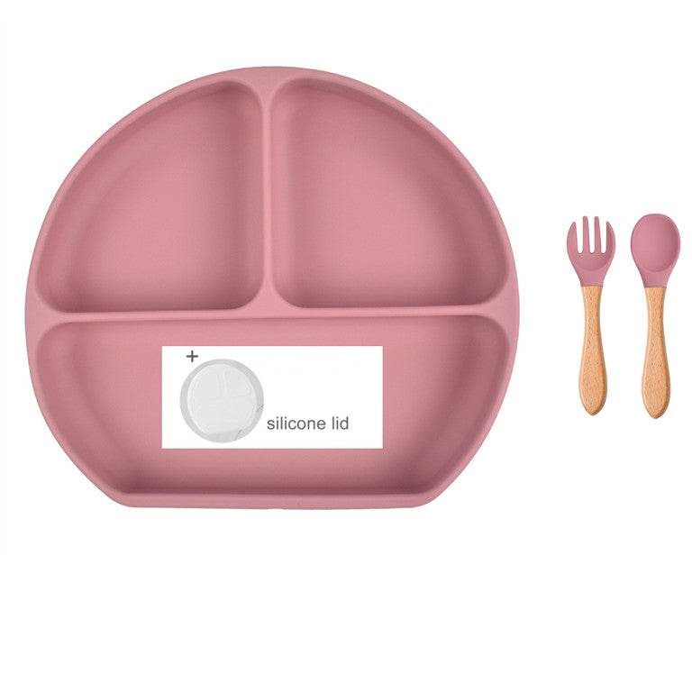 Baby Food Supplement Spoon Integrated Silicone Dinner Plate Set - Mubimart