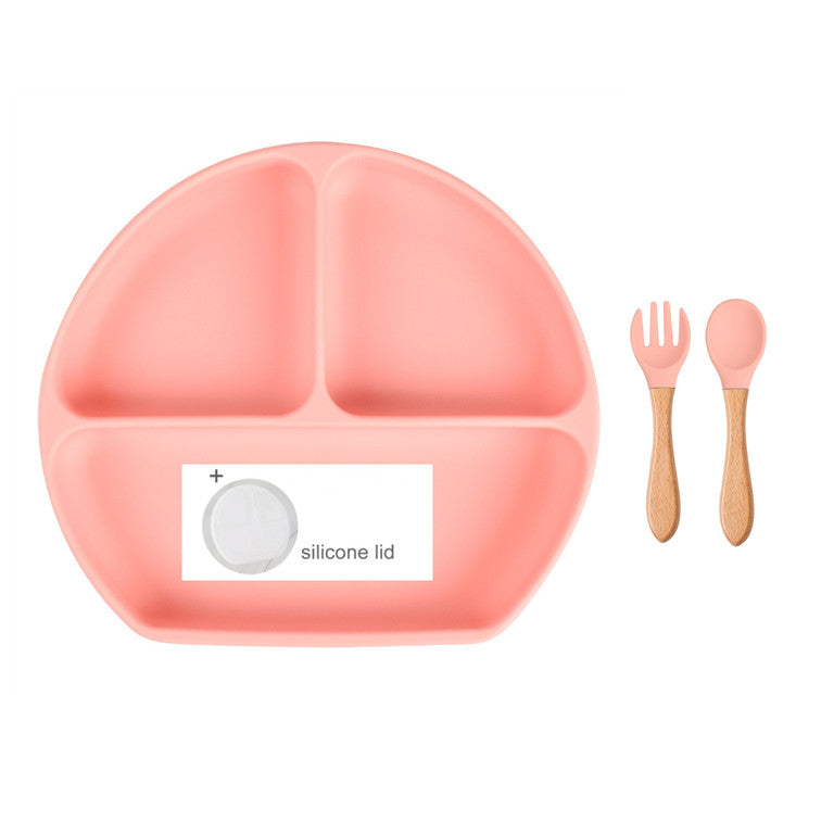 Baby Food Supplement Spoon Integrated Silicone Dinner Plate Set - Mubimart -  