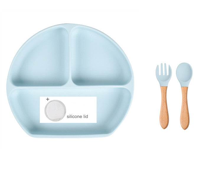 Baby Food Supplement Spoon Integrated Silicone Dinner Plate Set - Mubimart
