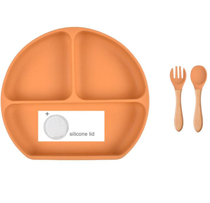 Baby Food Supplement Spoon Integrated Silicone Dinner Plate Set - Mubimart