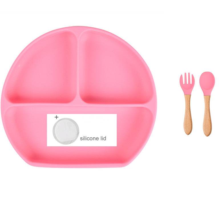 Baby Food Supplement Spoon Integrated Silicone Dinner Plate Set - Mubimart