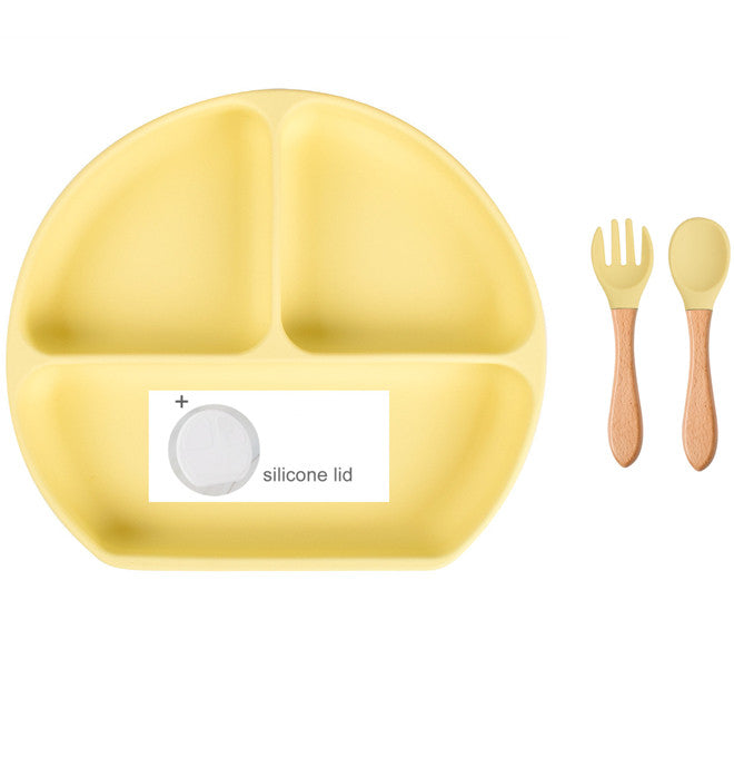 Baby Food Supplement Spoon Integrated Silicone Dinner Plate Set - Mubimart -  