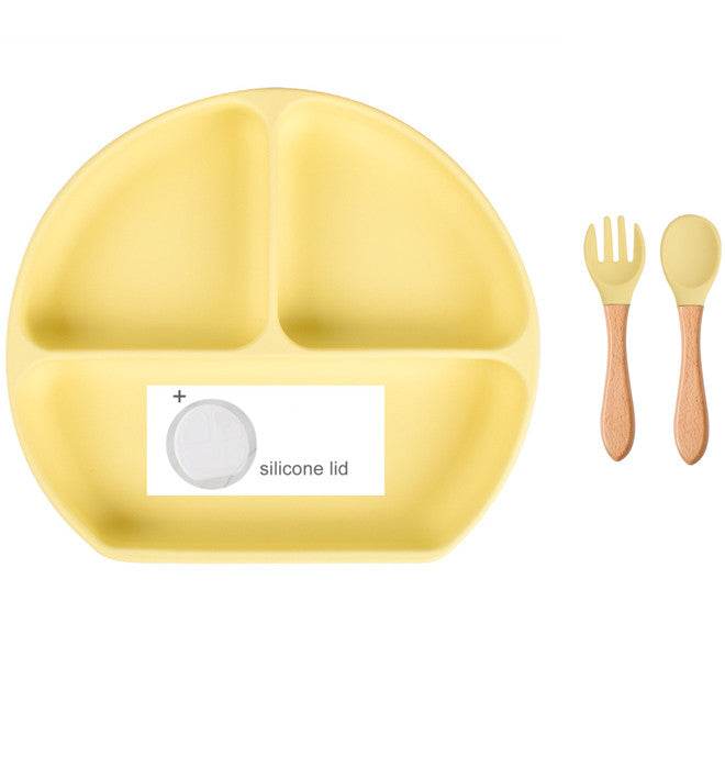 Baby Food Supplement Spoon Integrated Silicone Dinner Plate Set - Mubimart