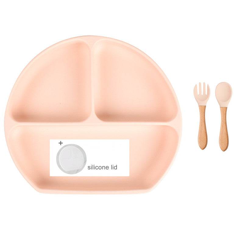 Baby Food Supplement Spoon Integrated Silicone Dinner Plate Set - Mubimart