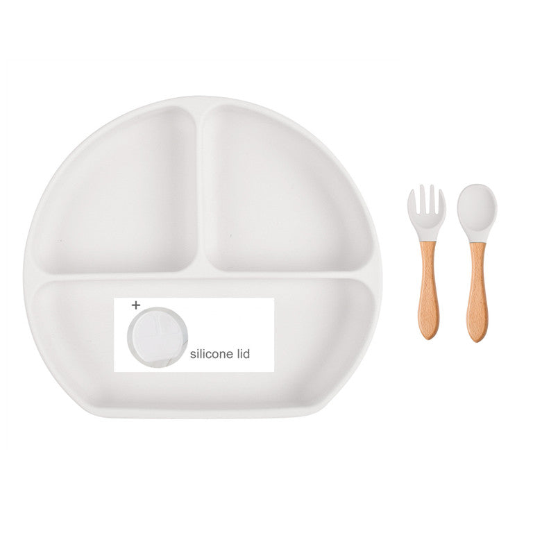 Baby Food Supplement Spoon Integrated Silicone Dinner Plate Set - Mubimart -  