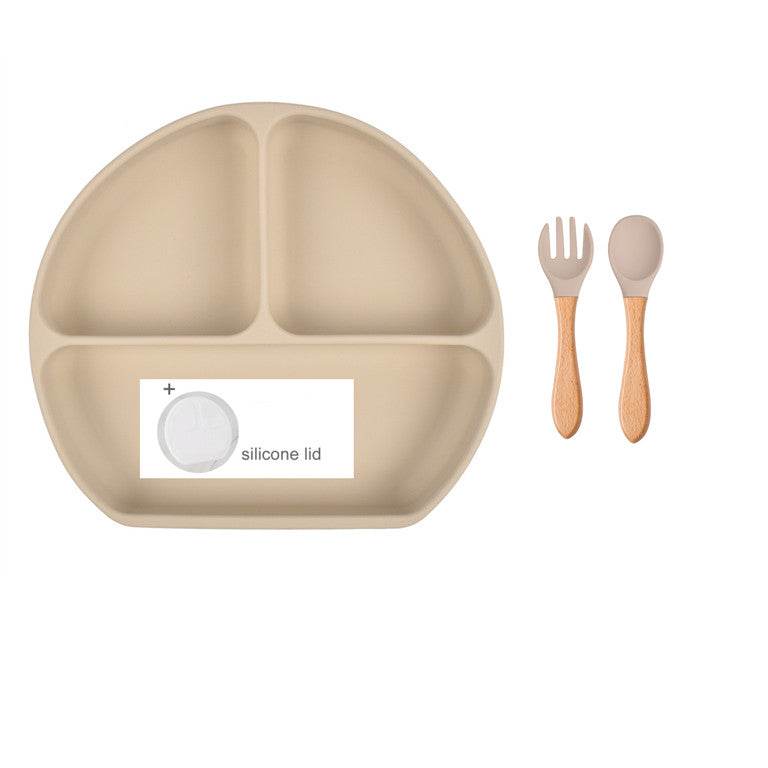 Baby Food Supplement Spoon Integrated Silicone Dinner Plate Set - Mubimart