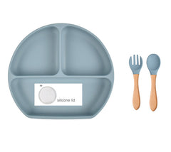 Baby Food Supplement Spoon Integrated Silicone Dinner Plate Set - Mubimart -  