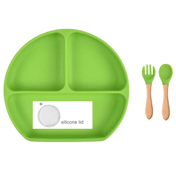 Baby Food Supplement Spoon Integrated Silicone Dinner Plate Set - Mubimart