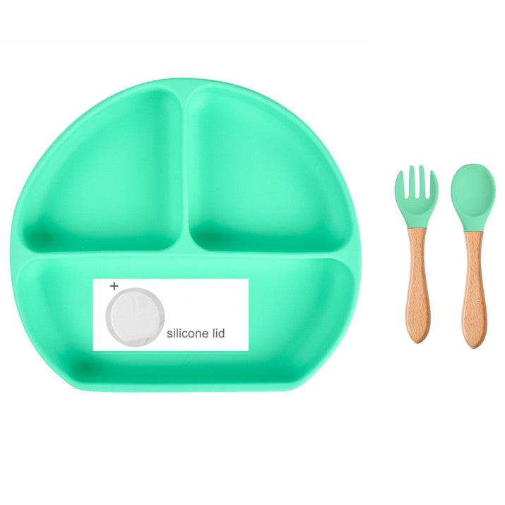 Baby Food Supplement Spoon Integrated Silicone Dinner Plate Set - Mubimart