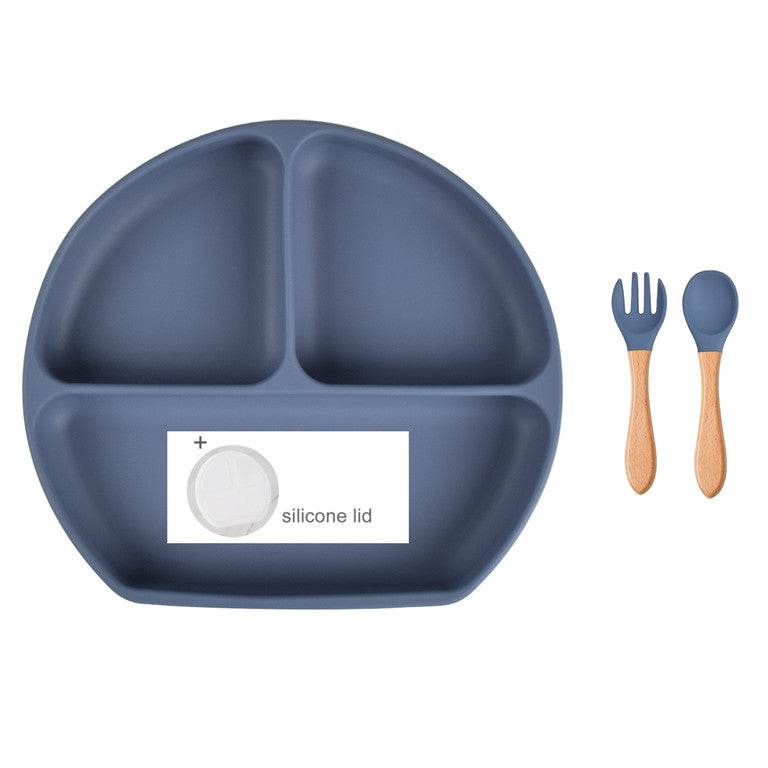 Baby Food Supplement Spoon Integrated Silicone Dinner Plate Set - Mubimart