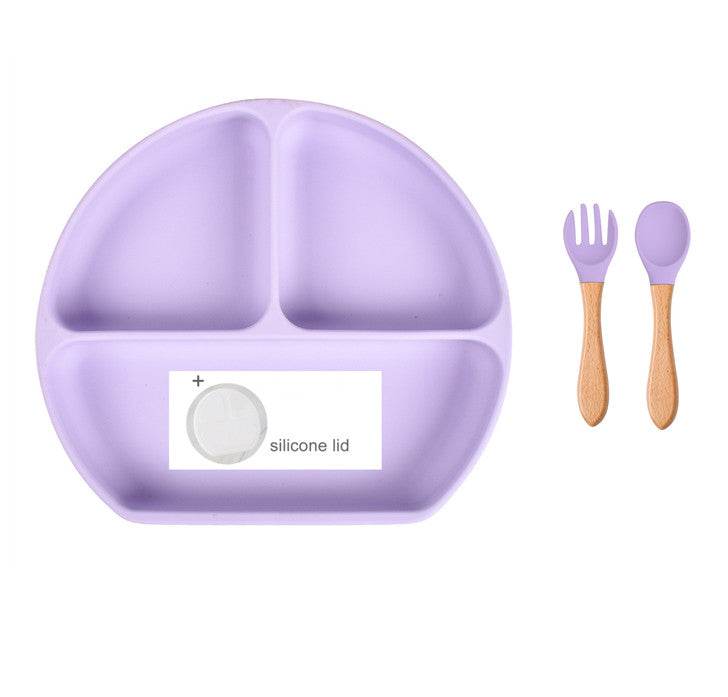 Baby Food Supplement Spoon Integrated Silicone Dinner Plate Set - Mubimart