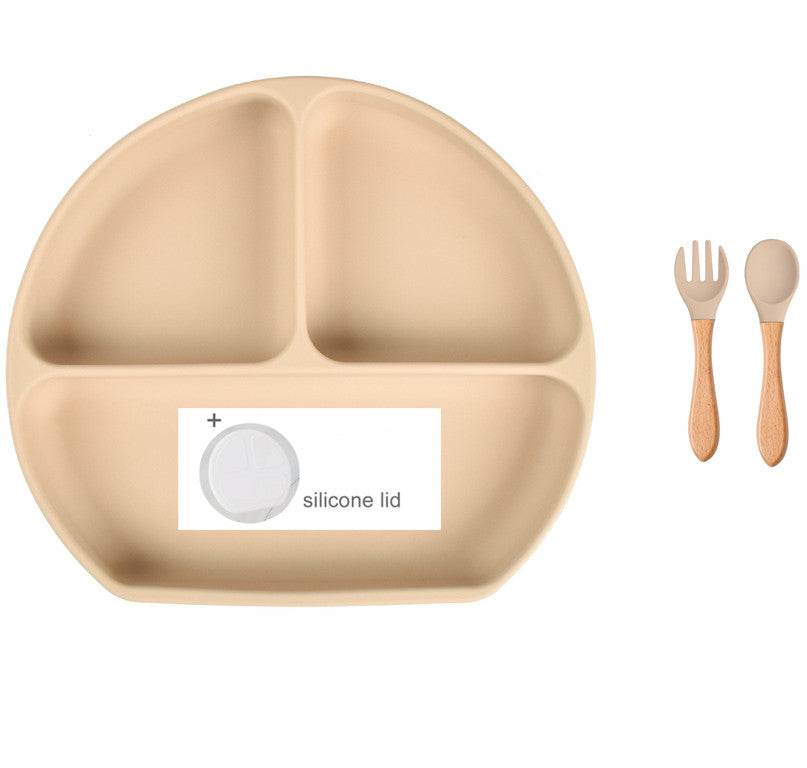Baby Food Supplement Spoon Integrated Silicone Dinner Plate Set - Mubimart