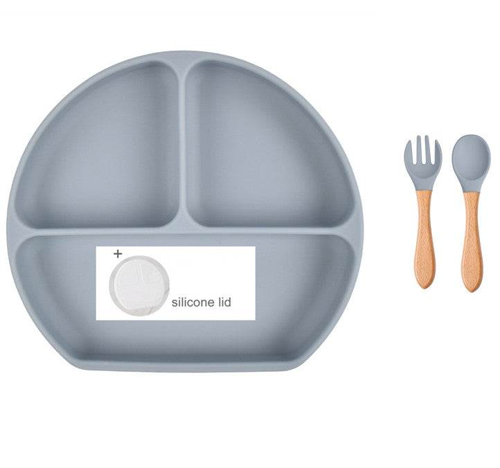 Baby Food Supplement Spoon Integrated Silicone Dinner Plate Set - Mubimart