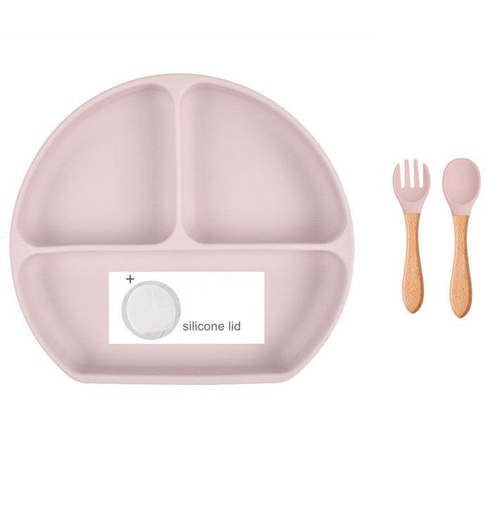 Baby Food Supplement Spoon Integrated Silicone Dinner Plate Set - Mubimart