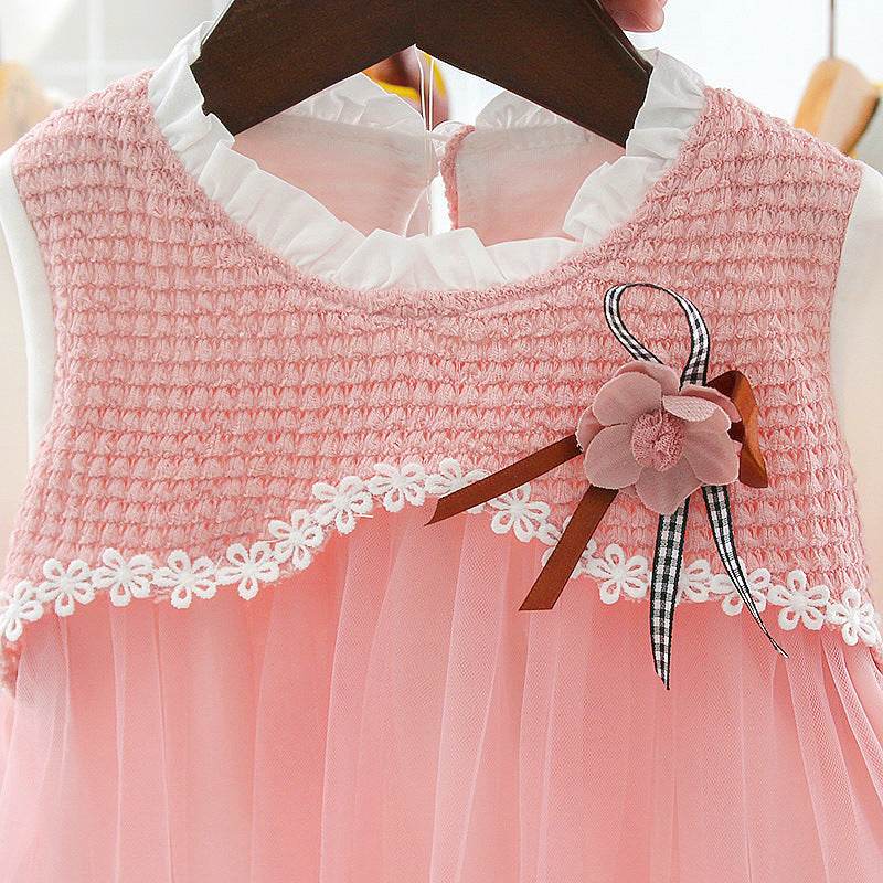 Baby Girl Autumn New Fake Two-piece Princess Gauze Skirt - Mubimart
