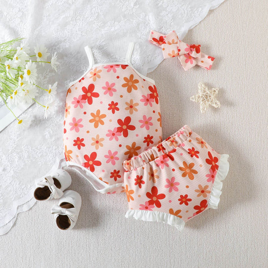 Baby Girl Clothing Flower Overall Dress Set - Mubimart