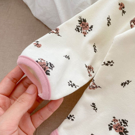 Baby Girl Floral Clothing Lace Neckline Water Towel Set - Mubimart
