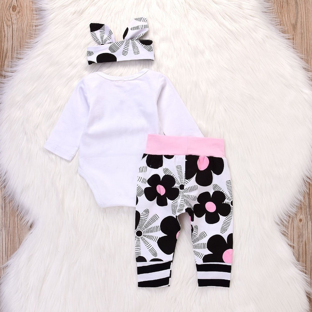 Baby Girl Hello World Newborn 3-piece Suit Headscarf - Mubimart -  