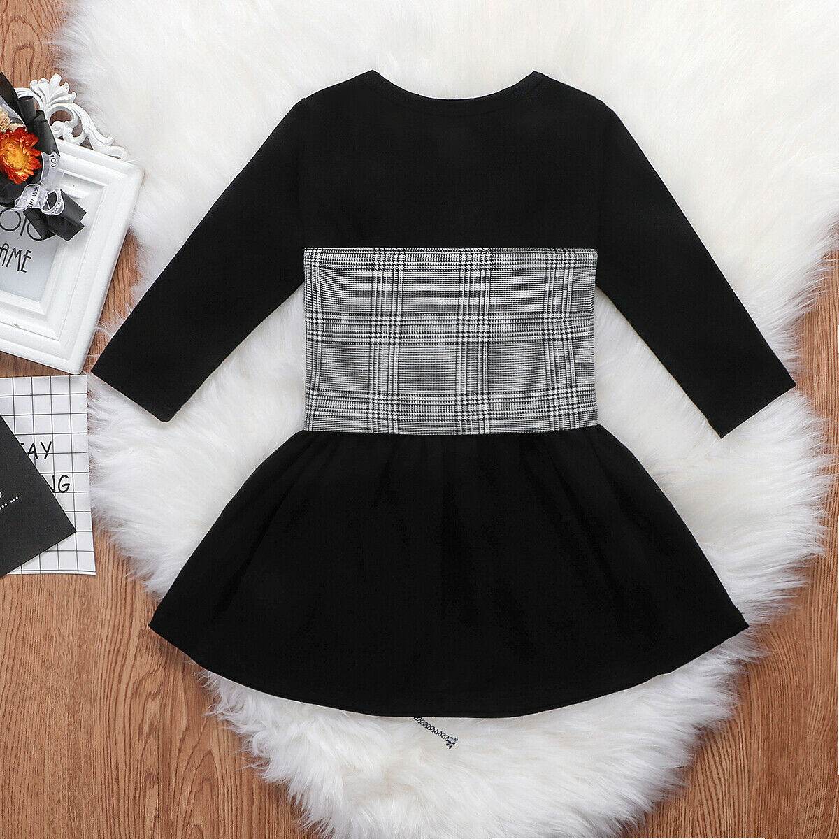 Baby Girl Letter A Line Dress Plaid Belt Vest Set - Mubimart