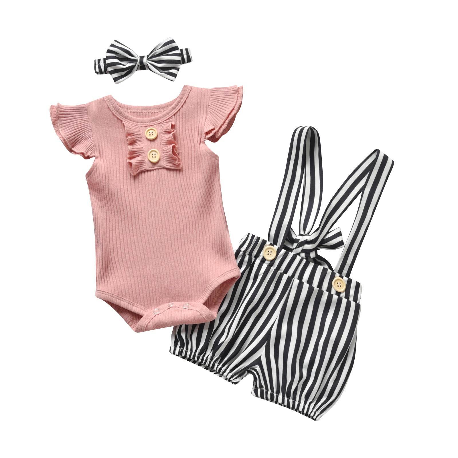 Baby Girl Pit Strip Tights Backless Shorts Set - Mubimart