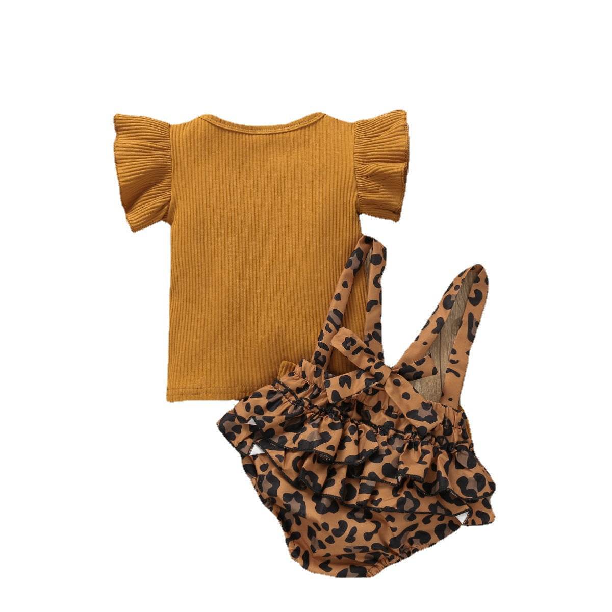 Baby Girl Sunken Stripe Bow Back Shorts 3-piece Set - Mubimart