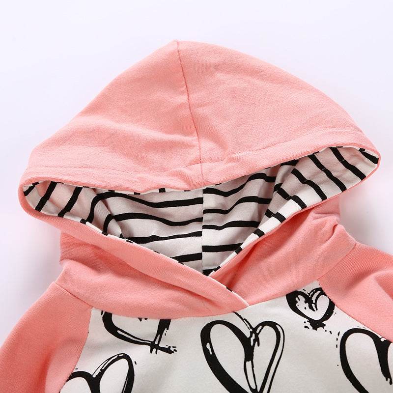 Baby Girl Sweater Hooded Love Set - Mubimart