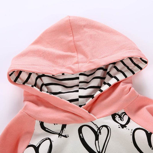 Baby Girl Sweater Hooded Love Set - Mubimart