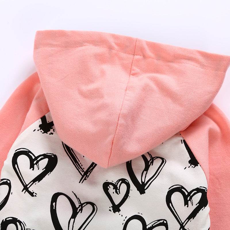 Baby Girl Sweater Hooded Love Set - Mubimart