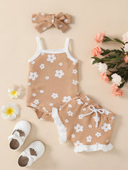 Mubimart Baby Girl Waffle Print Overall Dress Set Mubimart comfortable dress set cute baby clothes everyday wear Mubimart playdate outfit toddler outfit waffle print overall dress