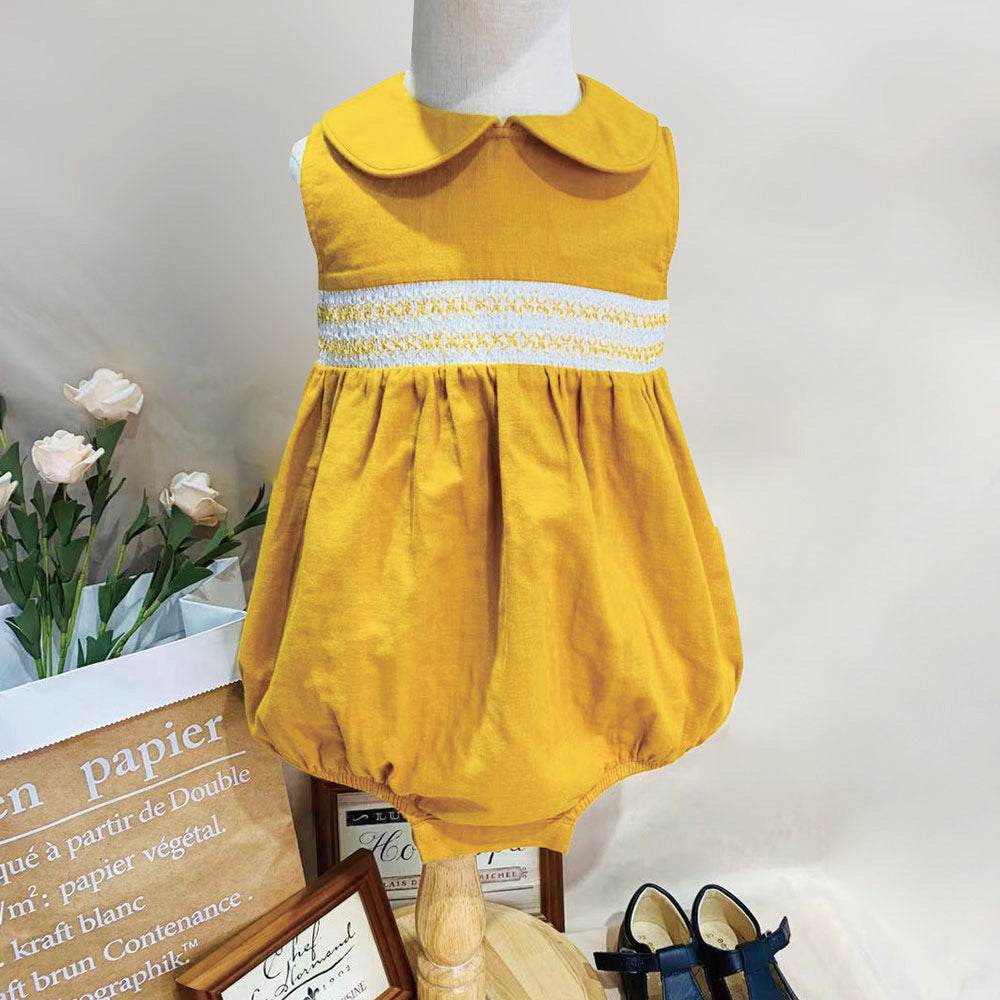 Baby Girl's One-piece Romper Cotton And Linen Sister And Brother Outfit - Mubimart