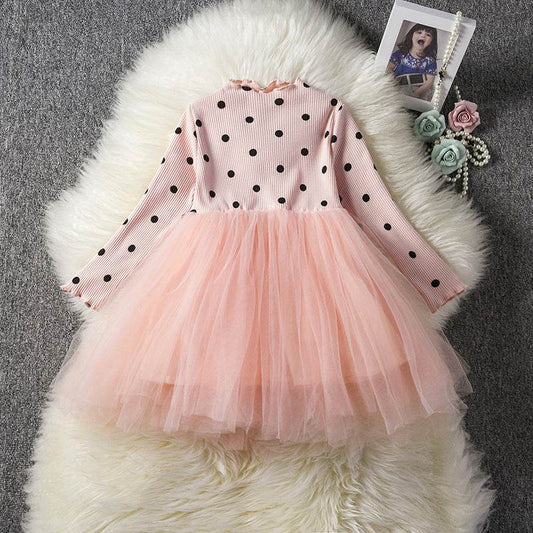 Baby Girls Spring Winter Long Sleeve Tutu Lace Dresses Infantil Newborn 1st Birthday Party Clothes Christening Gown Casual Wear - Mubimart