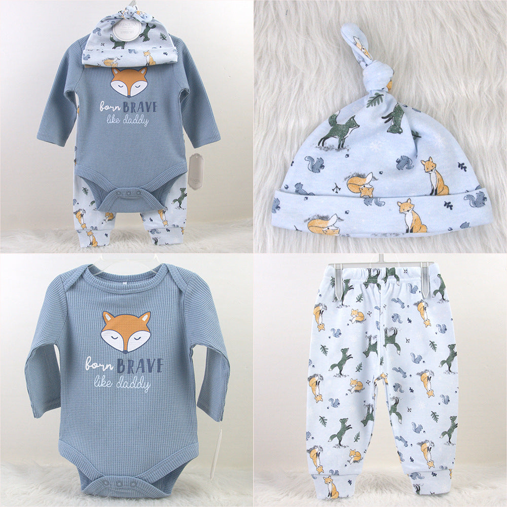 Baby Hat Long Sleeve Bodysuit Pant 3 Piece Set Spring Autumn - Mubimart -  