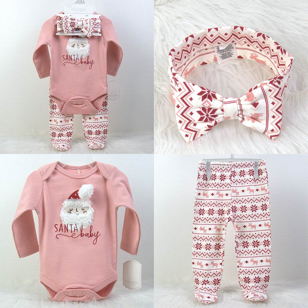 Baby Hat Long Sleeve Bodysuit Pant 3 Piece Set Spring Autumn - Mubimart