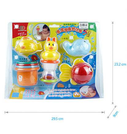 Baby Playing In The Water With A Duck Toy - Mubimart