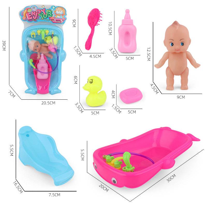 Baby Playing In Water Tub With Bath Toys - Mubimart