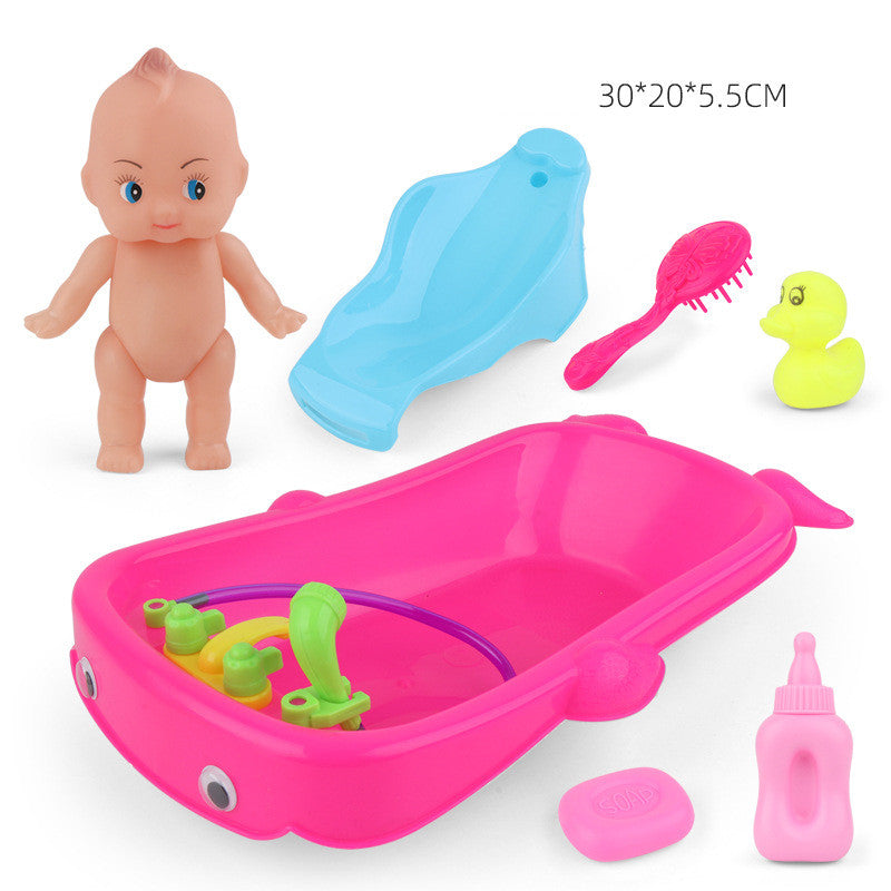 Baby Playing In Water Tub With Bath Toys - Mubimart -  