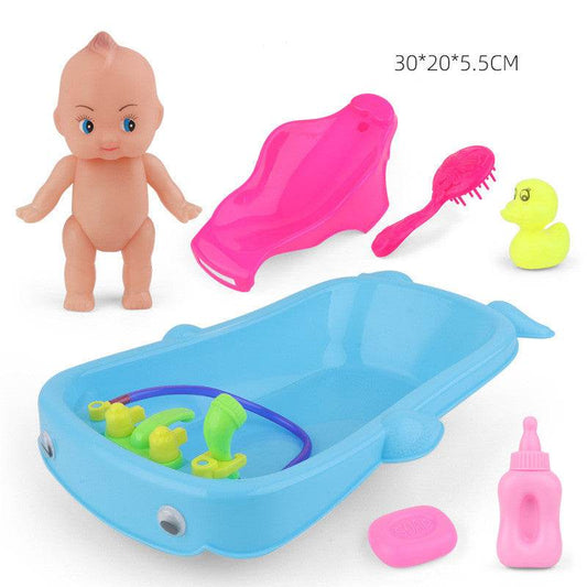 Baby Playing In Water Tub With Bath Toys - Mubimart