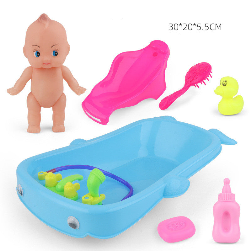 Baby Playing In Water Tub With Bath Toys - Mubimart -  