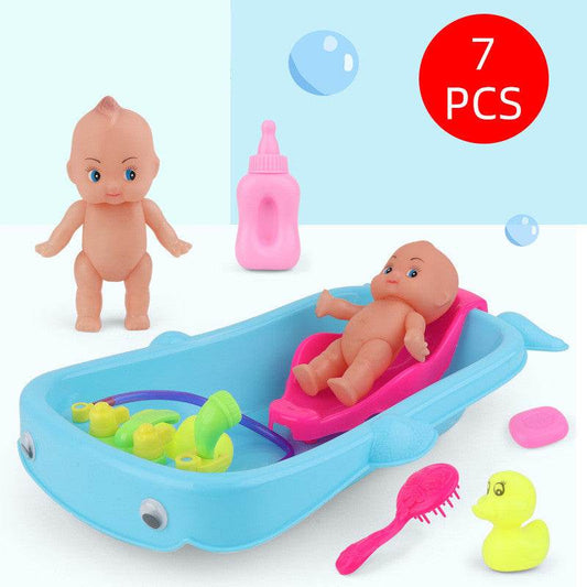 Baby Playing In Water Tub With Bath Toys - Mubimart