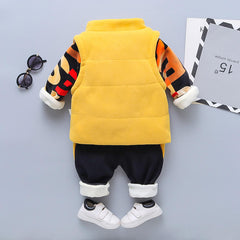 Baby Plush Thickened Sweater 3-piece Set - Mubimart -  