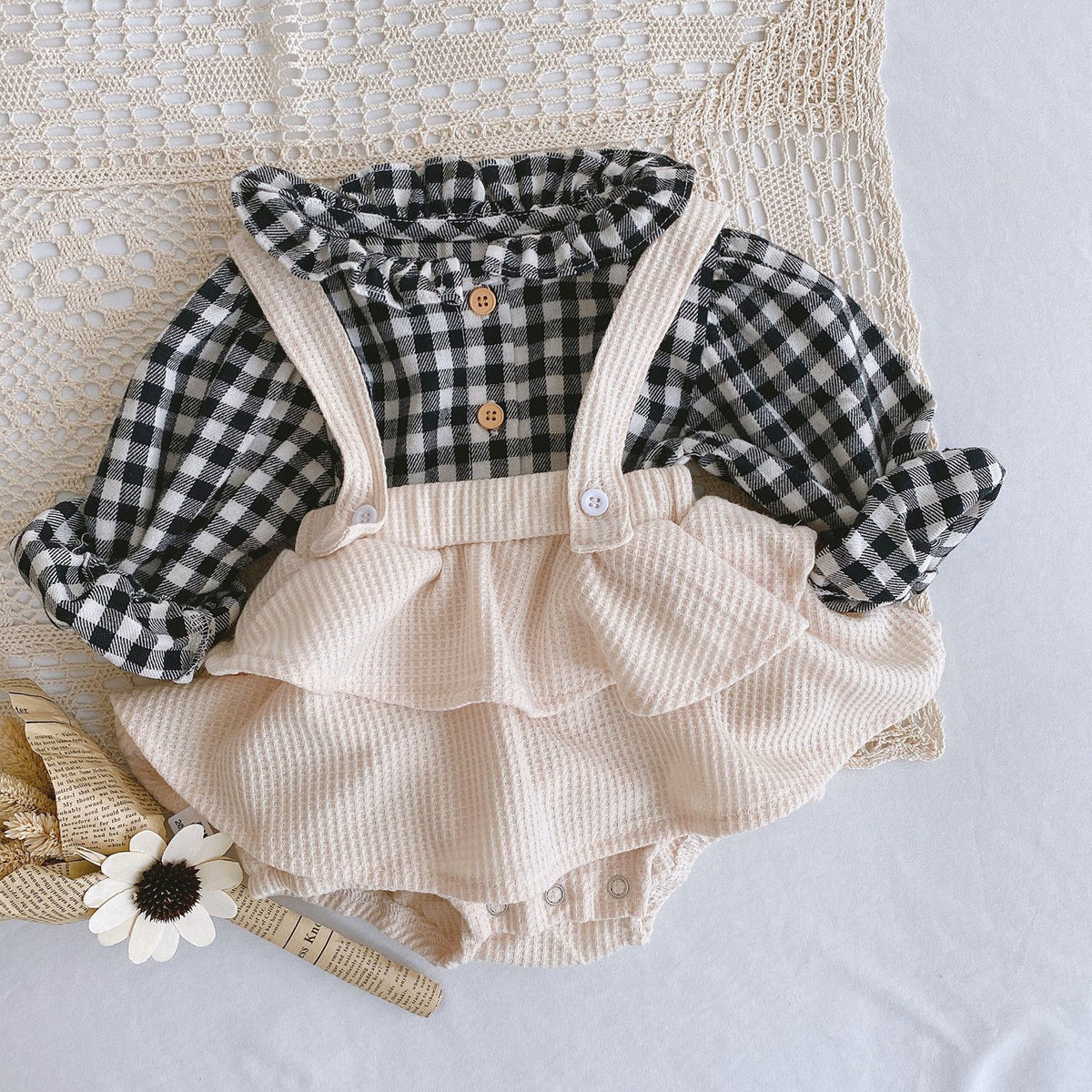 Baby Romper 0-2 Years Old Baby Clothes Baby Girl Foreign Style Pleated Lotus Leaf Sling Climber - Mubimart -  