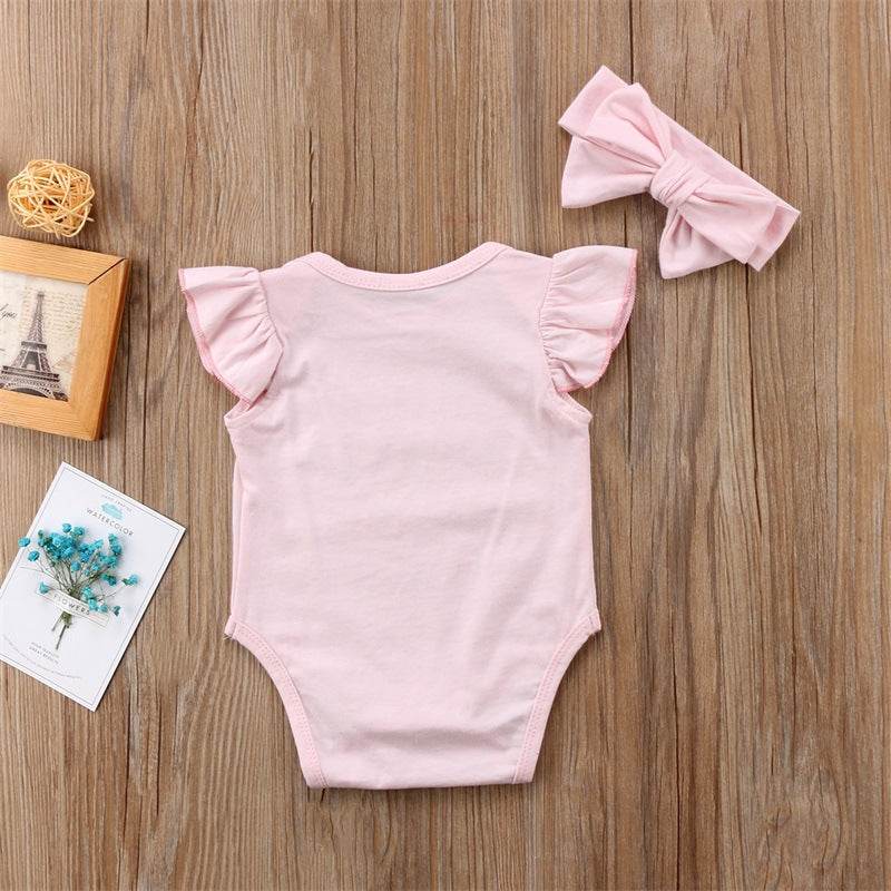 Baby Romper Hair Band 2-piece Set - Mubimart