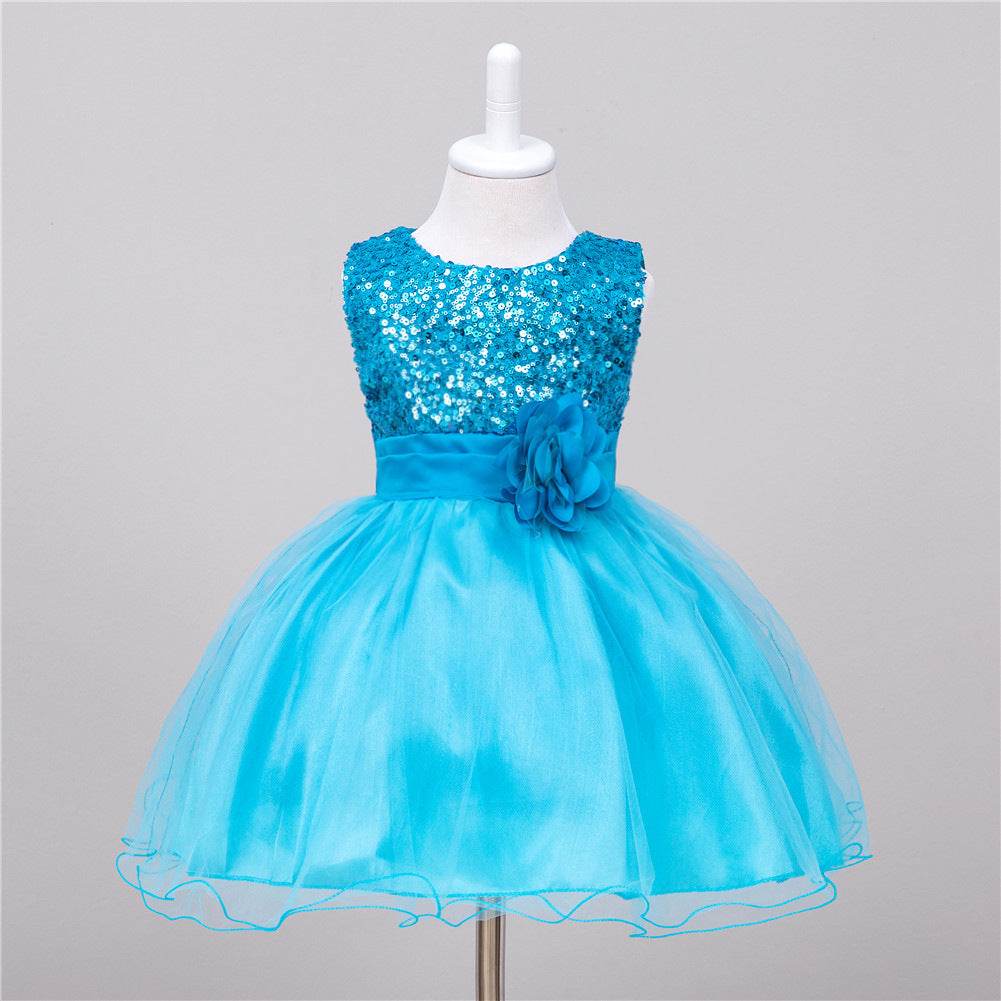 Baby Sequin Dress Flower Girl Wedding Princess Dress - Mubimart