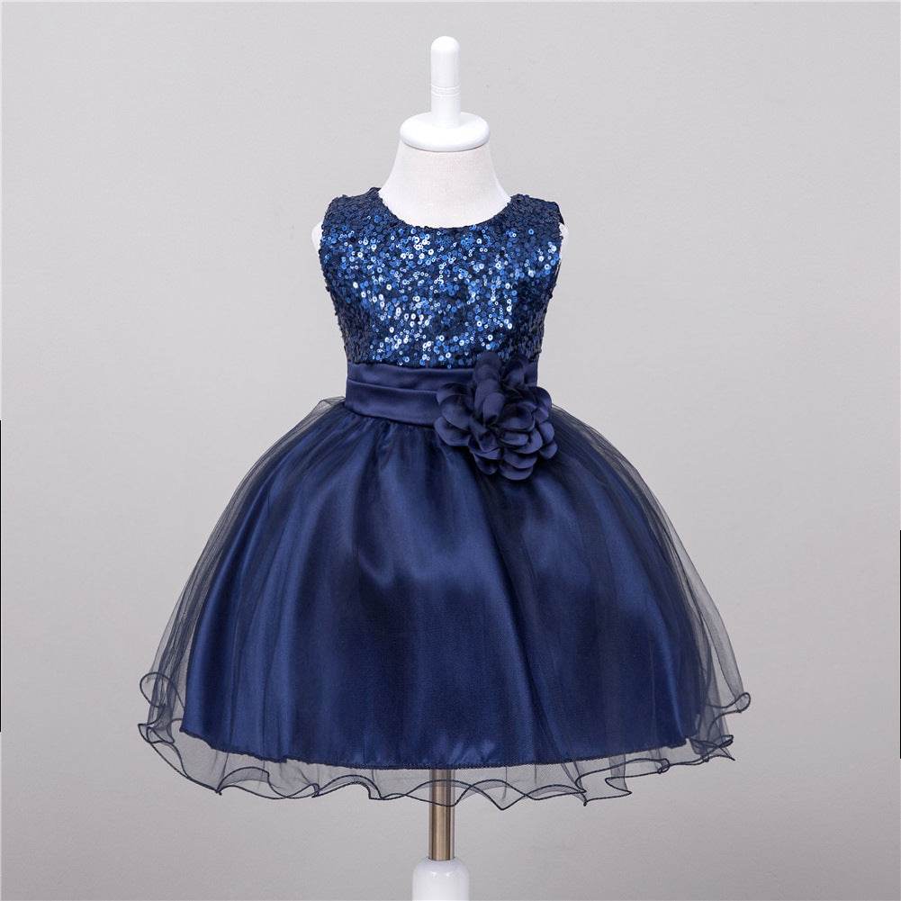 Baby Sequin Dress Flower Girl Wedding Princess Dress - Mubimart