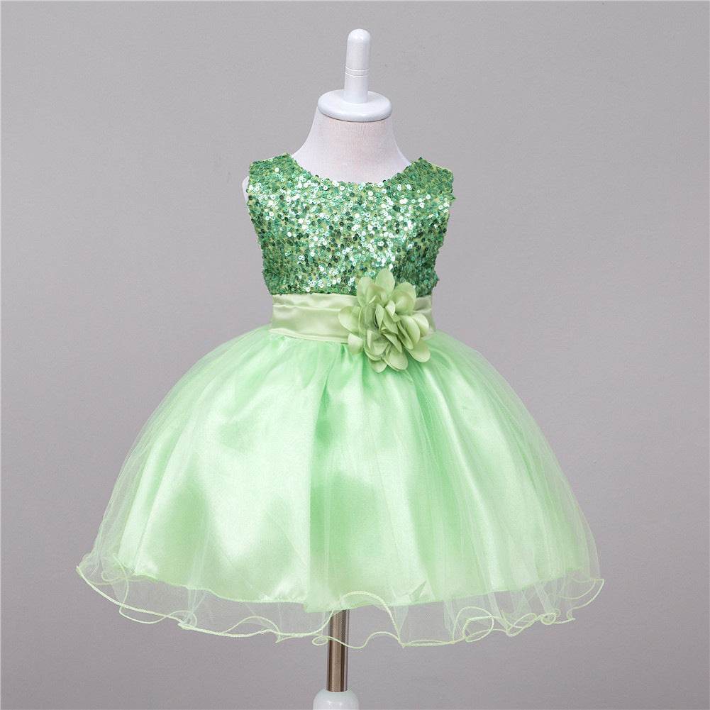 Baby Sequin Dress Flower Girl Wedding Princess Dress - Mubimart
