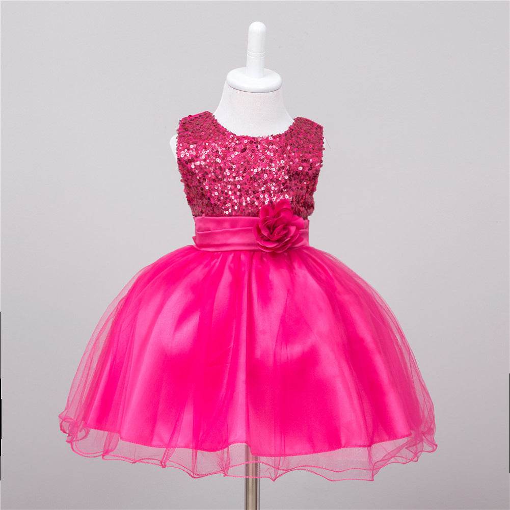 Baby Sequin Dress Flower Girl Wedding Princess Dress - Mubimart