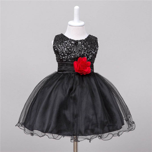 Baby Sequin Dress Flower Girl Wedding Princess Dress - Mubimart